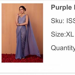 House of Indy’s Purple Boota Foil Print blouse and pre-stitched saree